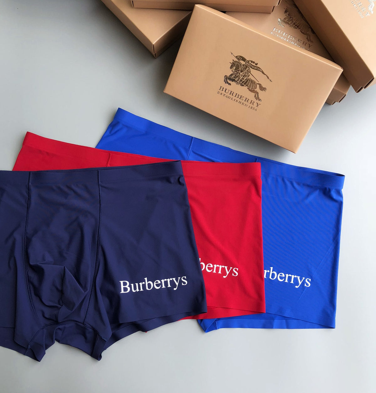 Burberry Black White Blue Small Wordmarks Boxer Briefs, image 4