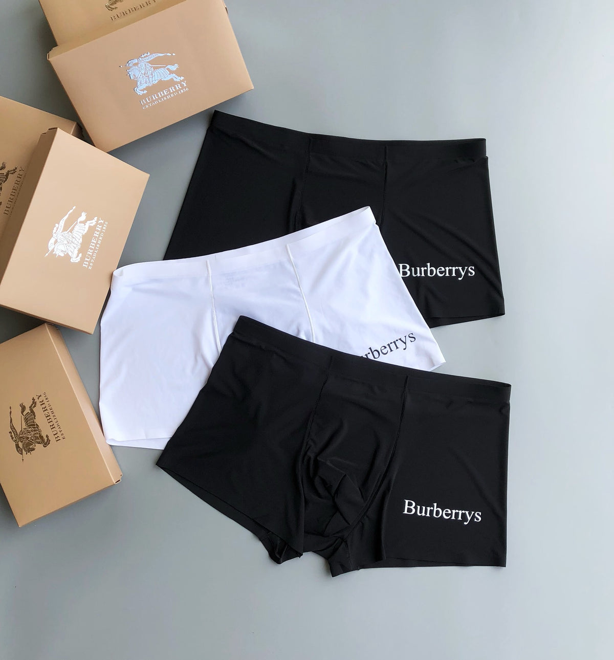 Burberry Black White Plain Body Wordmark Boxer Briefs, image 3
