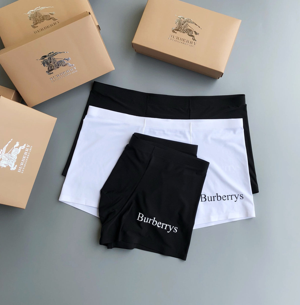 Burberry Black White Plain Body Wordmark Boxer Briefs, image 1