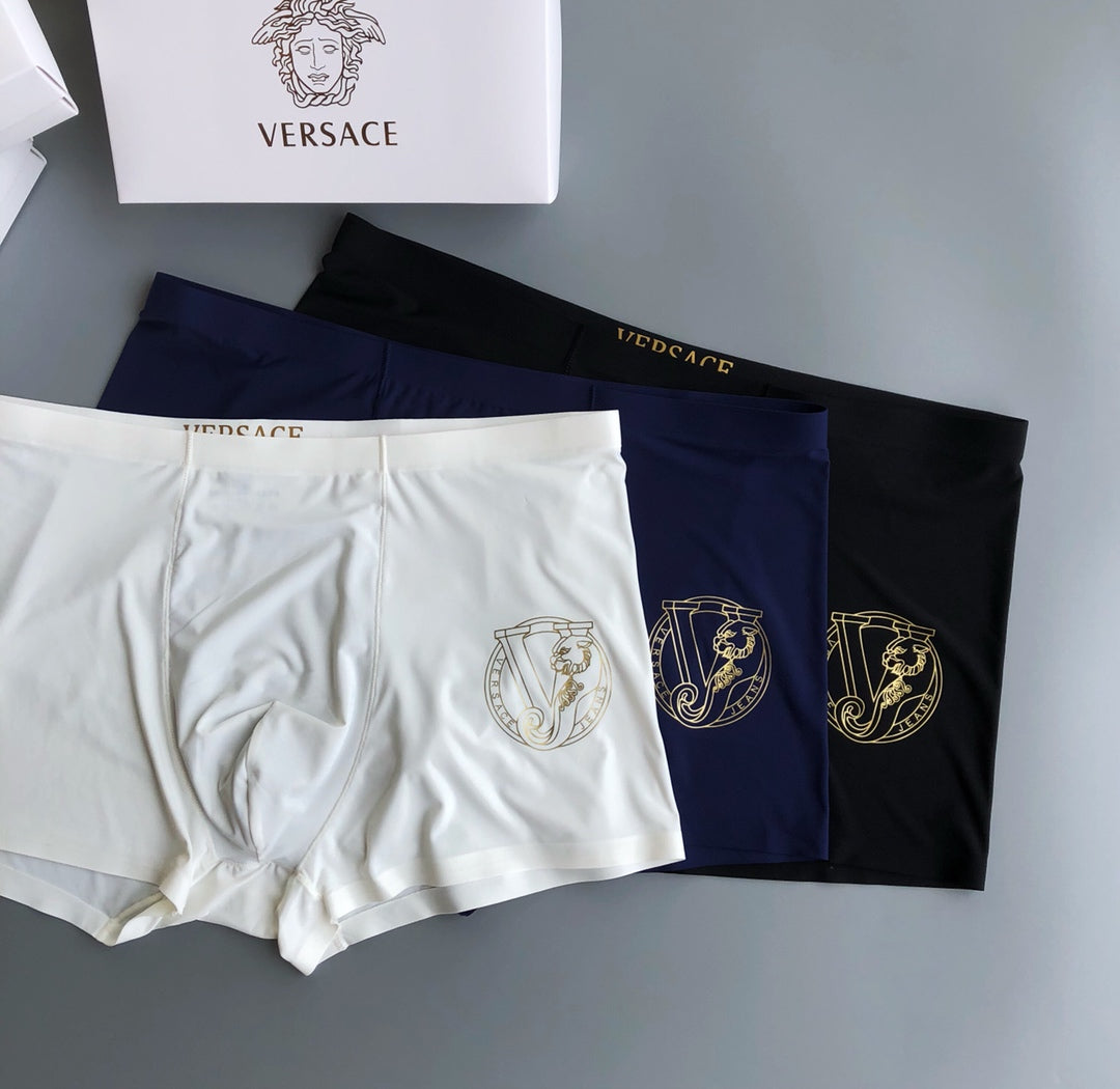 Versace White Blue Black Large Round Motif Boxer Briefs, image 3