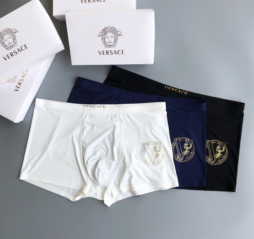 Versace White Blue Black Large Round Motif Boxer Briefs, image 4