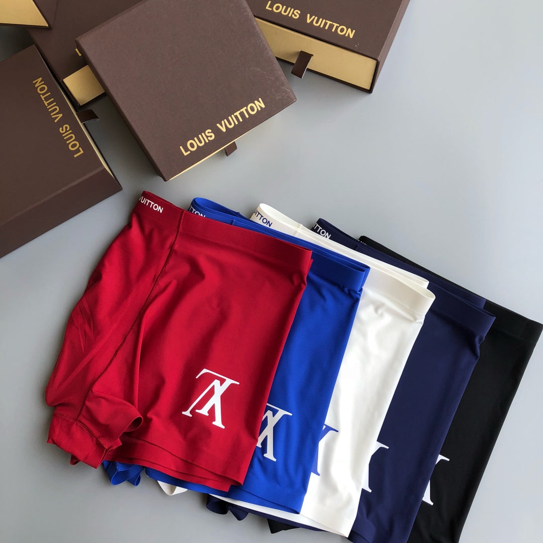 Louis Vuitton Red White Navy Bold Letter Patch Boxer Briefs, image 1