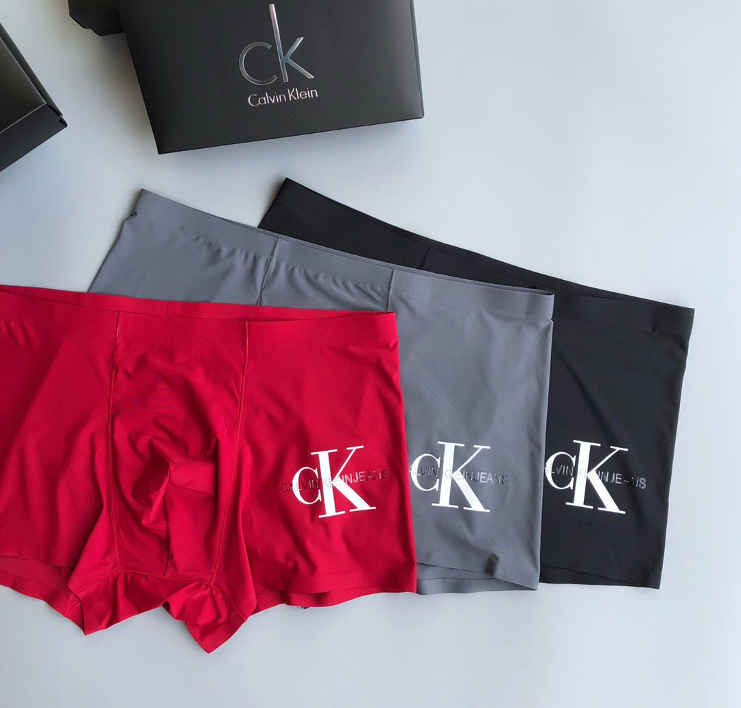 Calvin Klein Red Grey Large Monogram Boxer Briefs, image 1