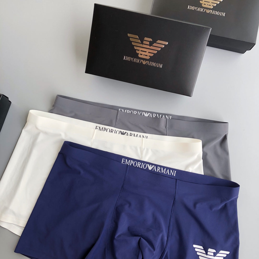 Emporio Armani Navy White Grey Contrast Wing Boxer Briefs, image 2