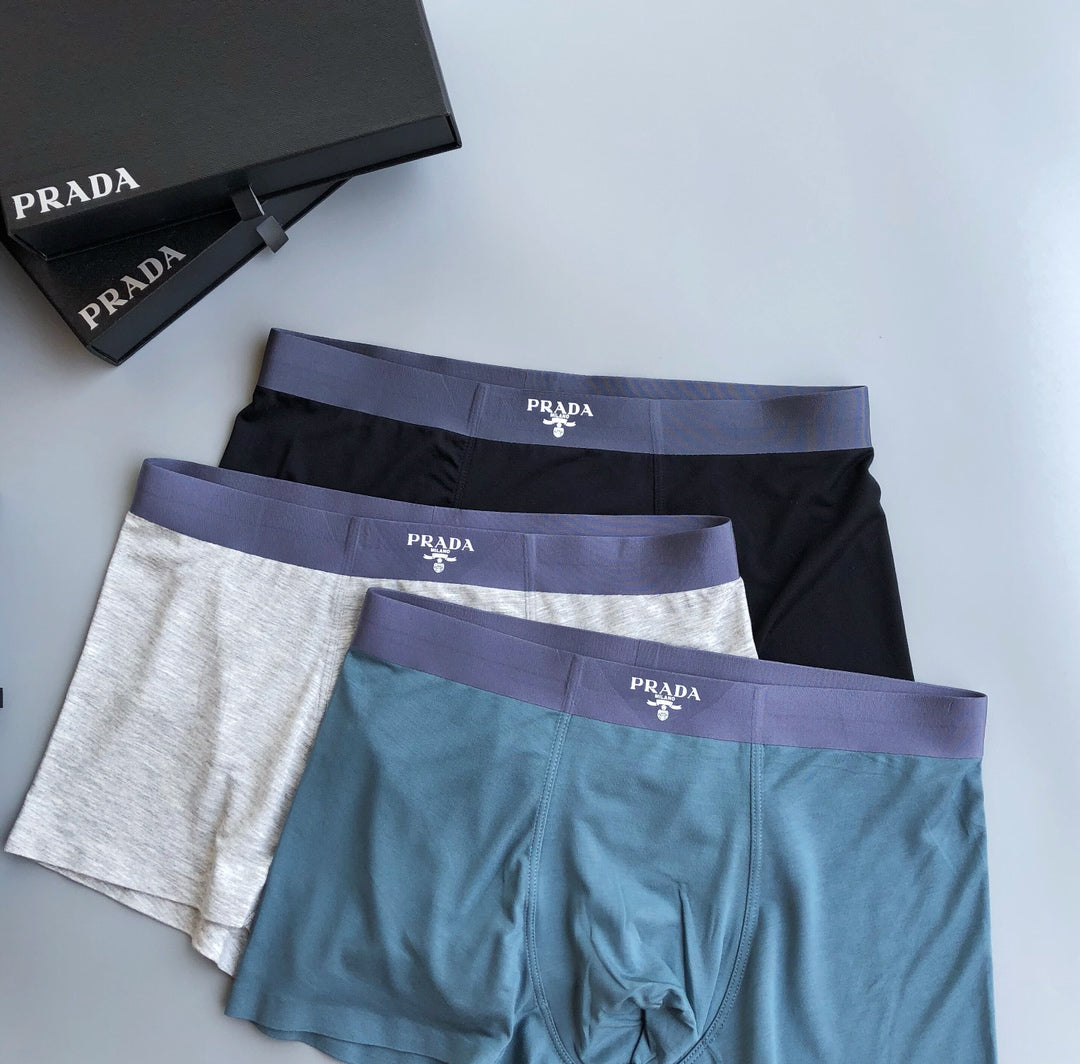 Prada Blue Grey Navy Pale Waist Text Boxer Briefs, image 2