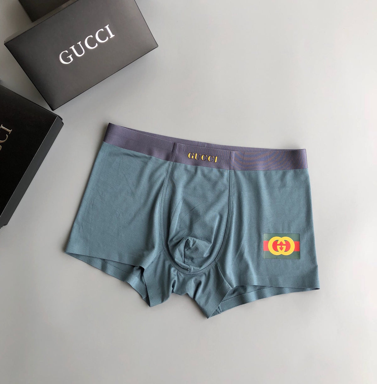 Gucci Teal Burgundy Grey Round Crest Boxer Briefs, image 5