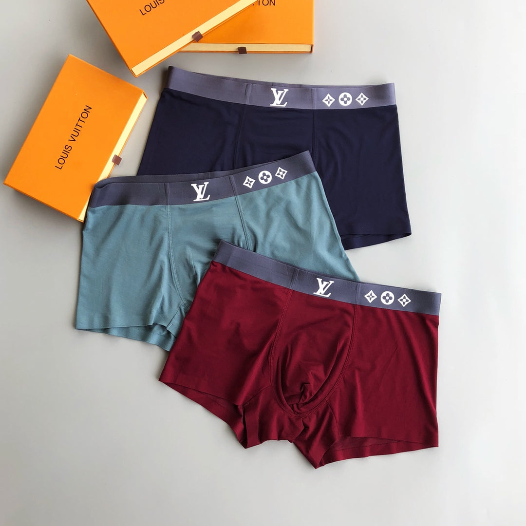 Louis Vuitton Burgundy Grey Navy Geometric Waist Boxer Briefs, image 2