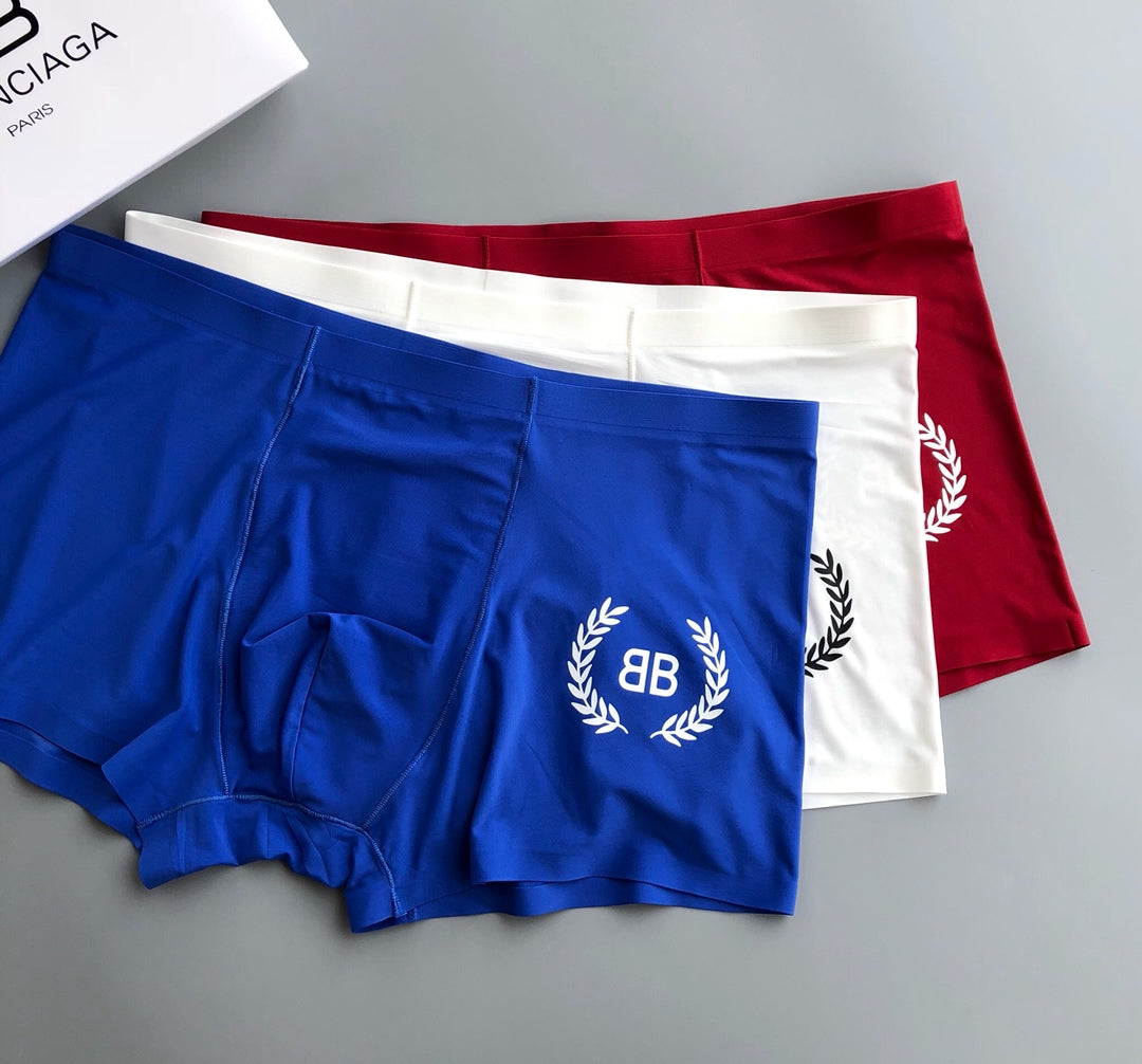 Balenciaga Blue White Burgundy Laurel Letters Boxer Briefs, image 3