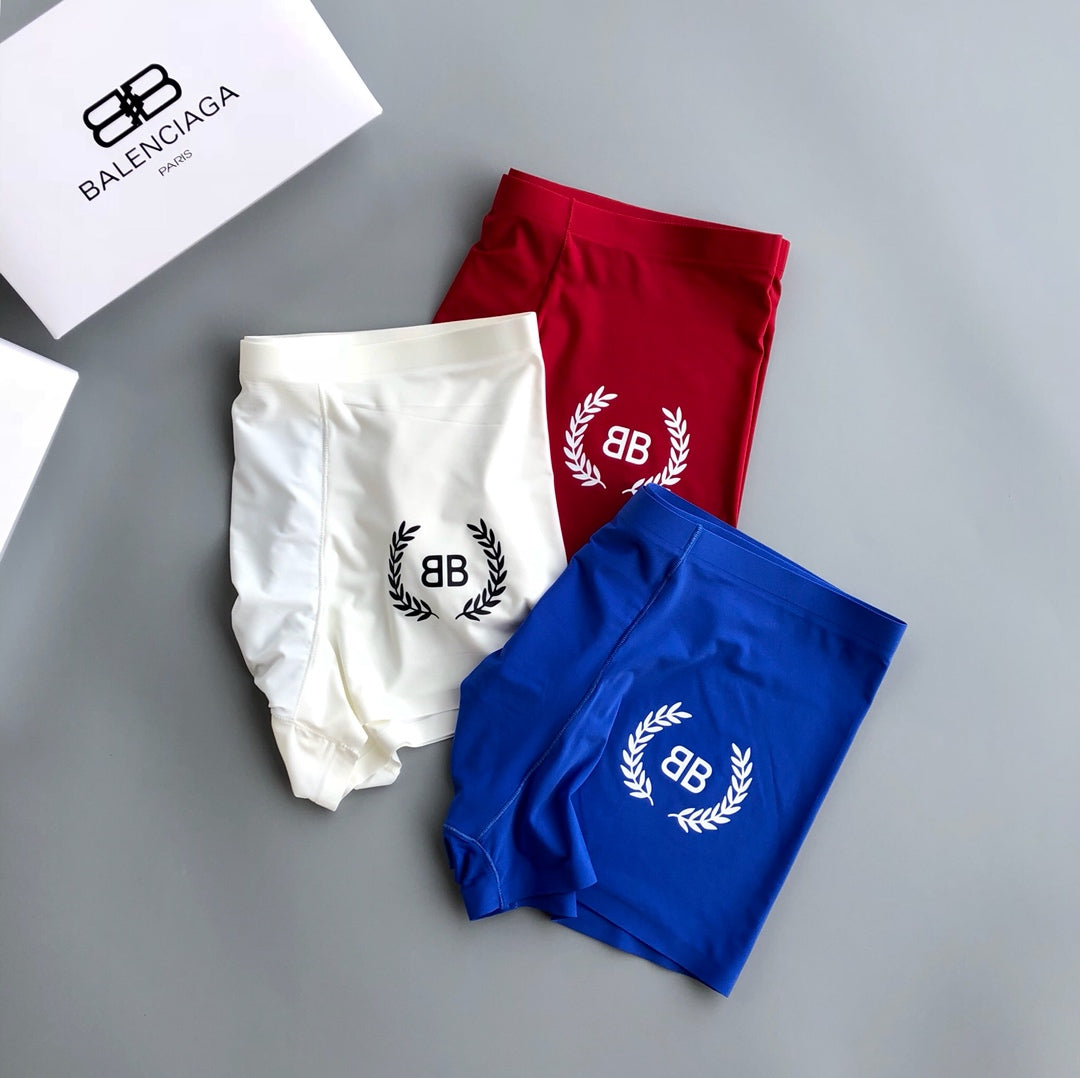 Balenciaga Blue White Burgundy Laurel Letters Boxer Briefs, image 5