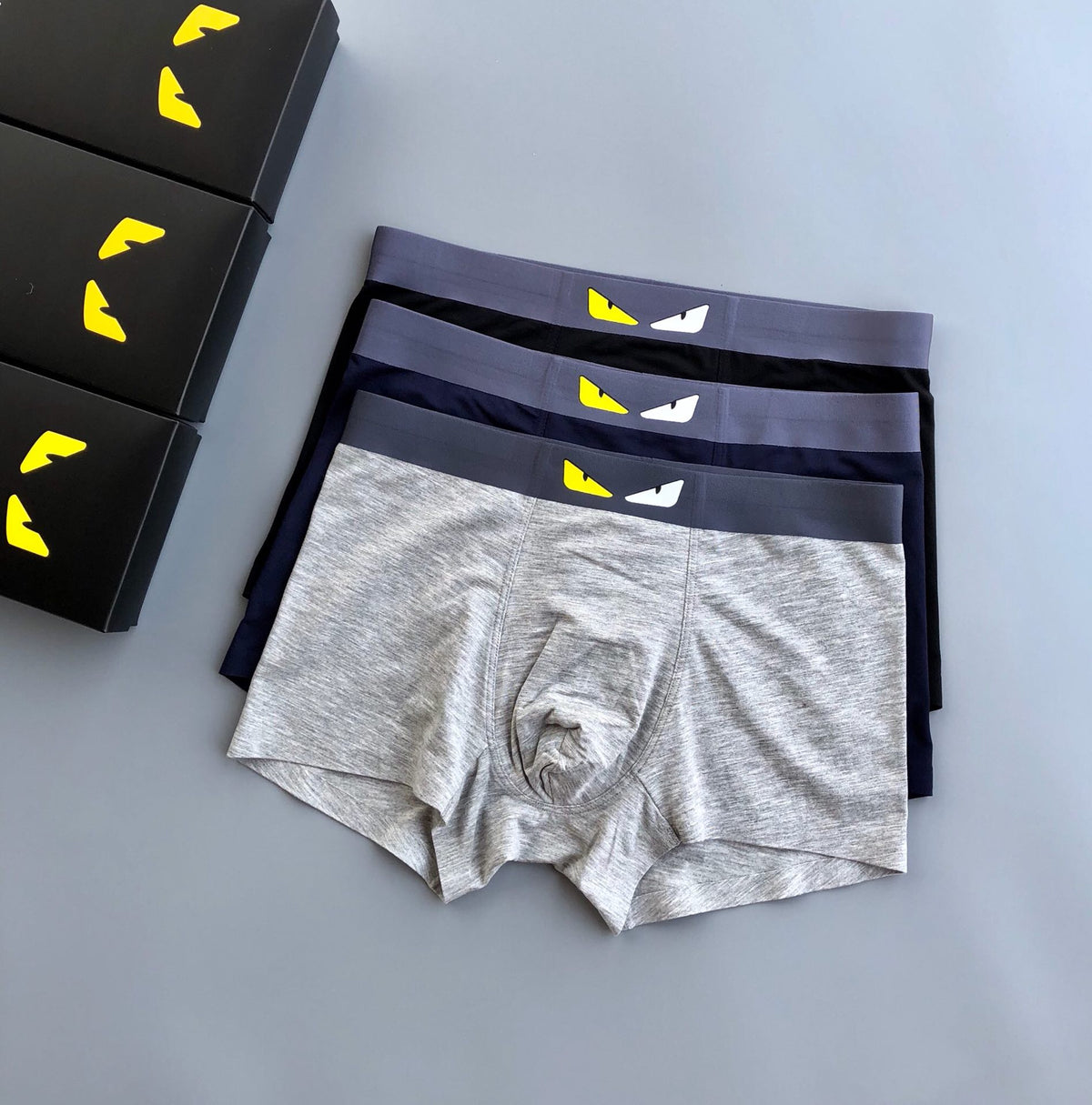 Fendi Grey Dark Stacked Small Eye Waist Boxer Briefs, image 1