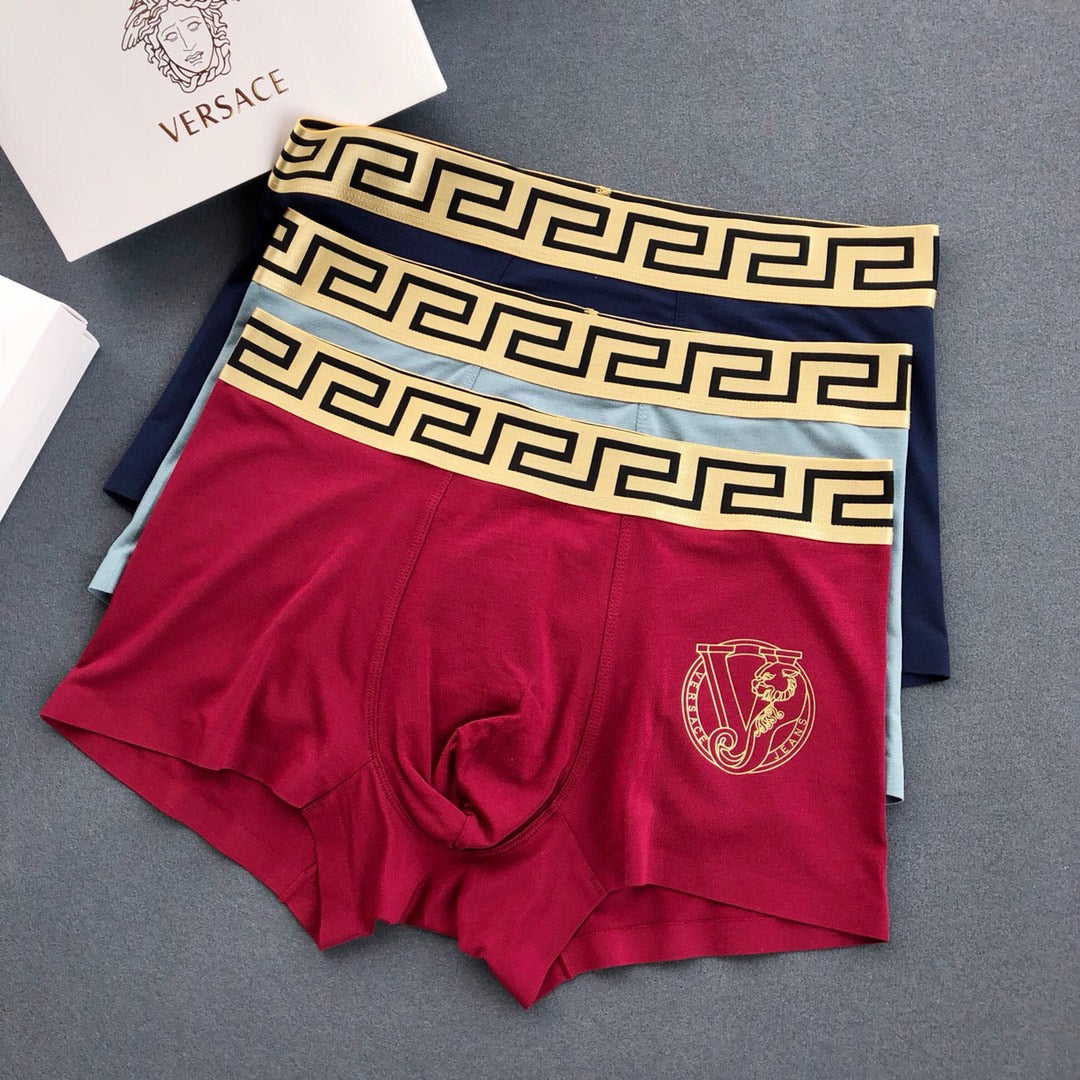 Versace Red Gold Triple Greek Bands Boxer Briefs, image 1