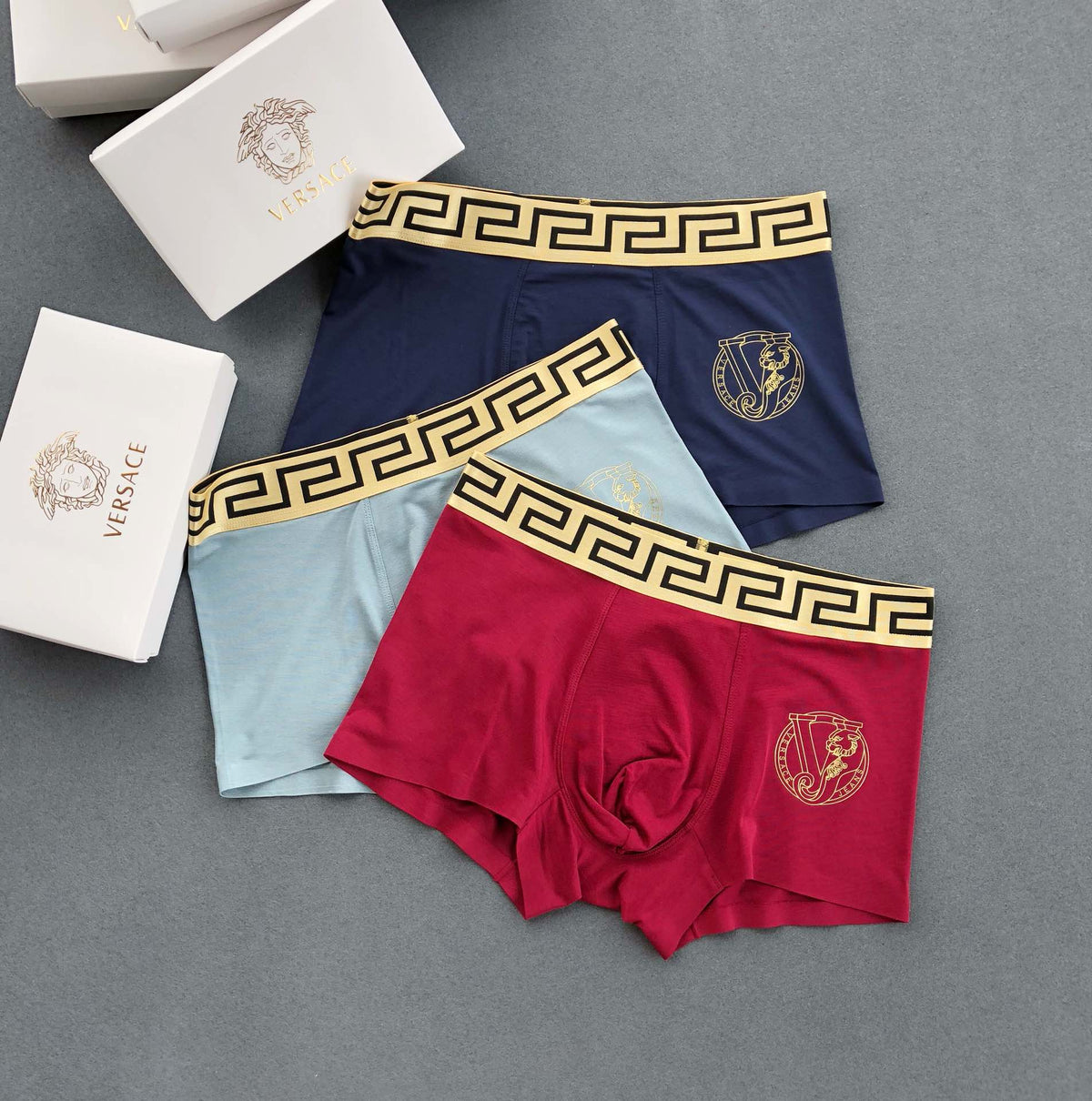 Versace Red Gold Triple Greek Bands Boxer Briefs, image 4