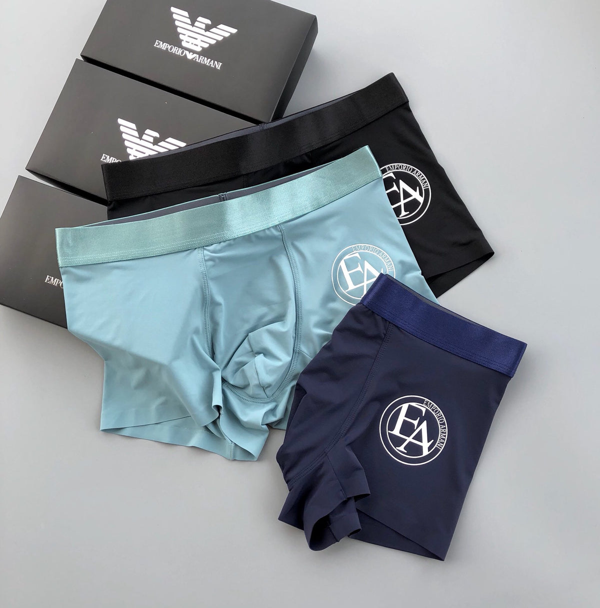Emporio Armani Black Navy Mint Circle Logo Boxer Briefs, image 3