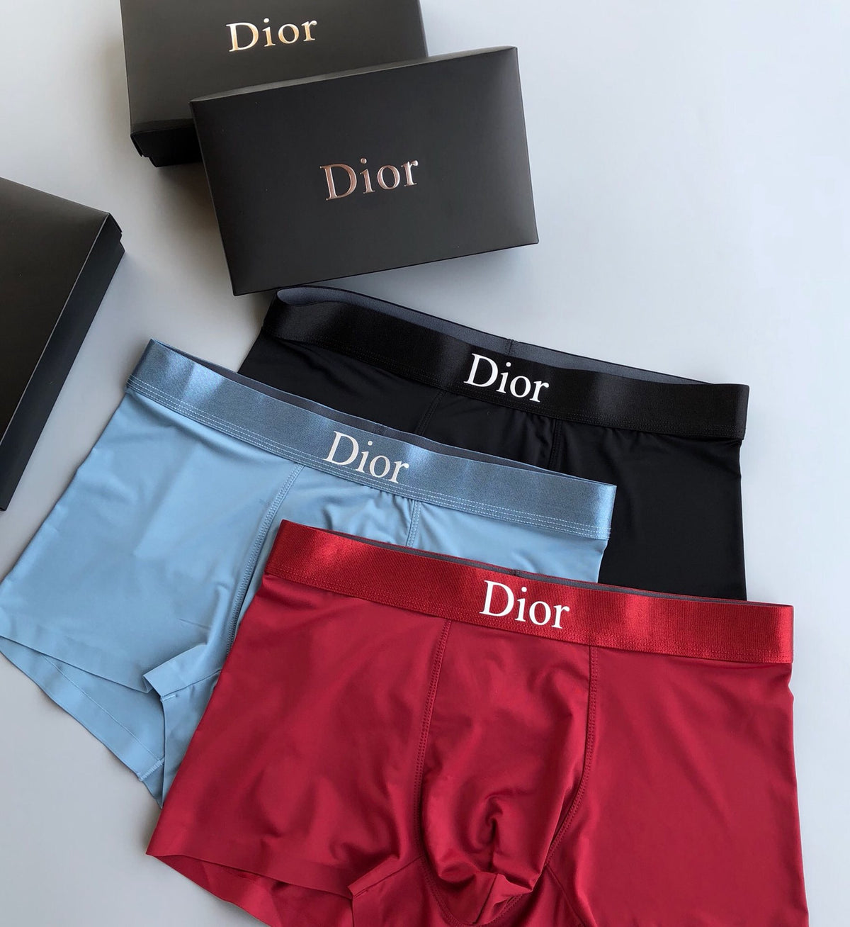 Dior Boxed Black Blue Red Wordmarks Boxer Briefs, image 3