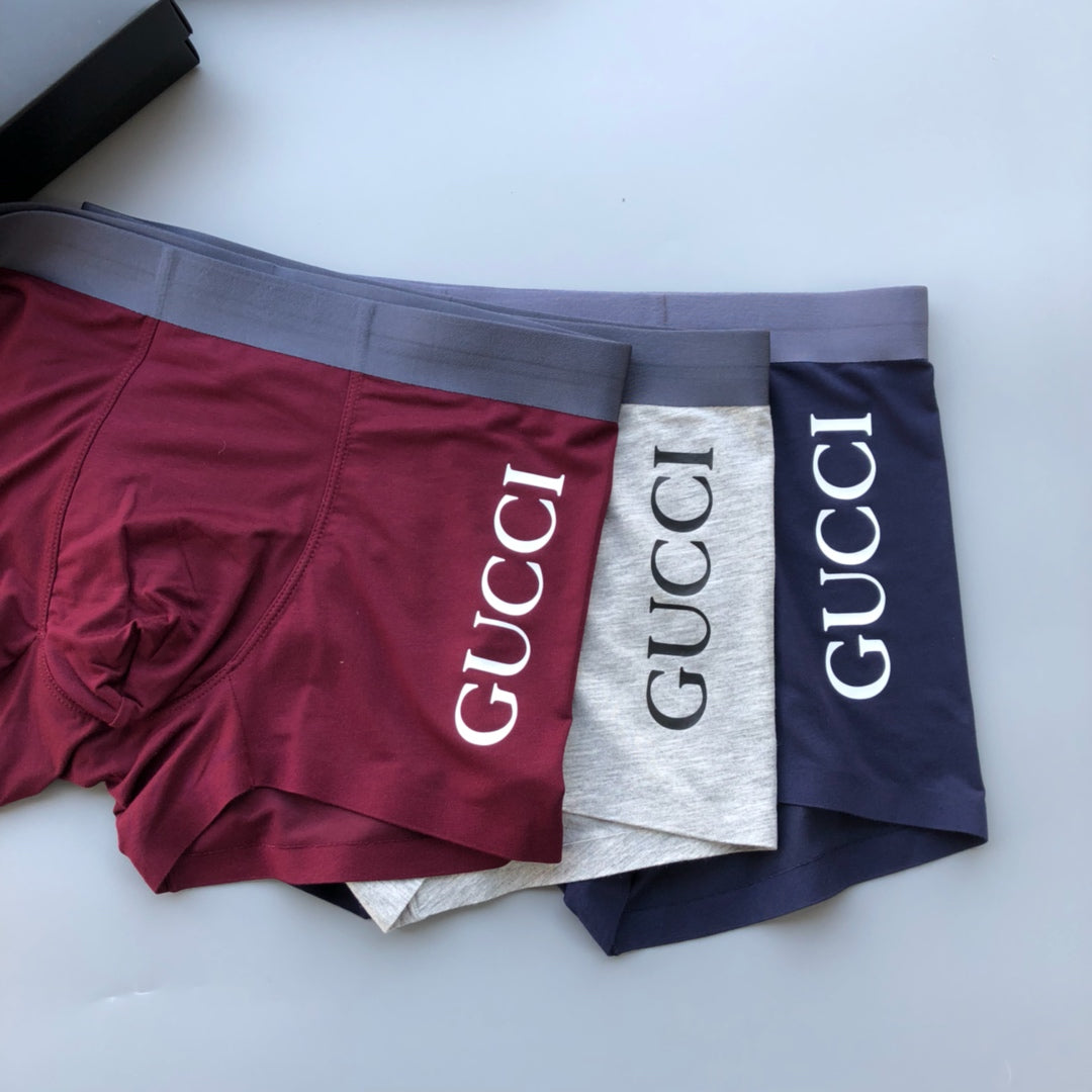 Gucci Burgundy Grey Vertical Wordmark Boxer Briefs, image 3