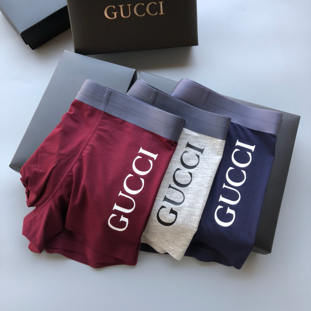 Gucci Burgundy Grey Vertical Wordmark Boxer Briefs, image 1