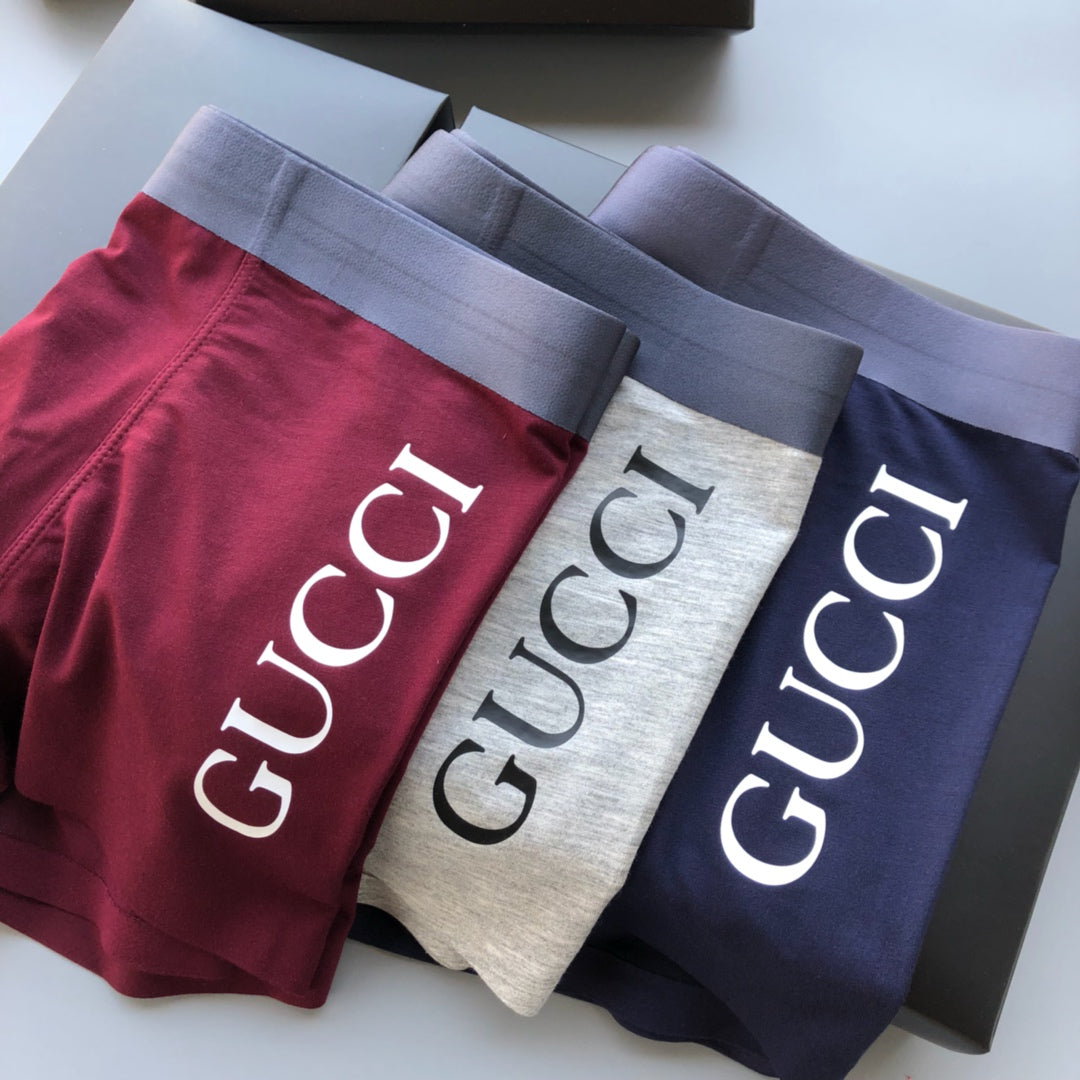 Gucci Burgundy Grey Vertical Wordmark Boxer Briefs, image 2