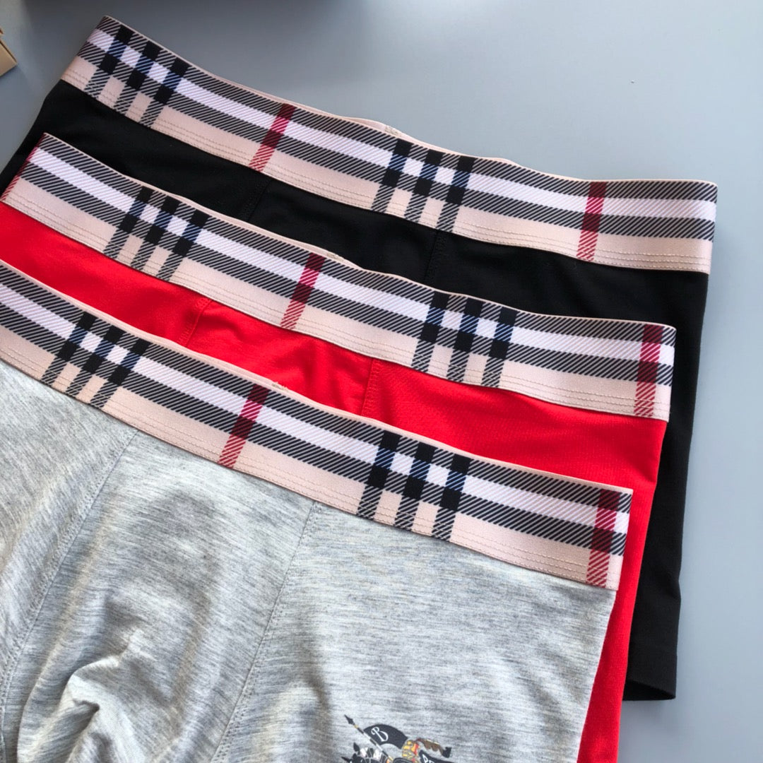Burberry Grey Red Black Check Waist Horse Boxer Briefs, image 2