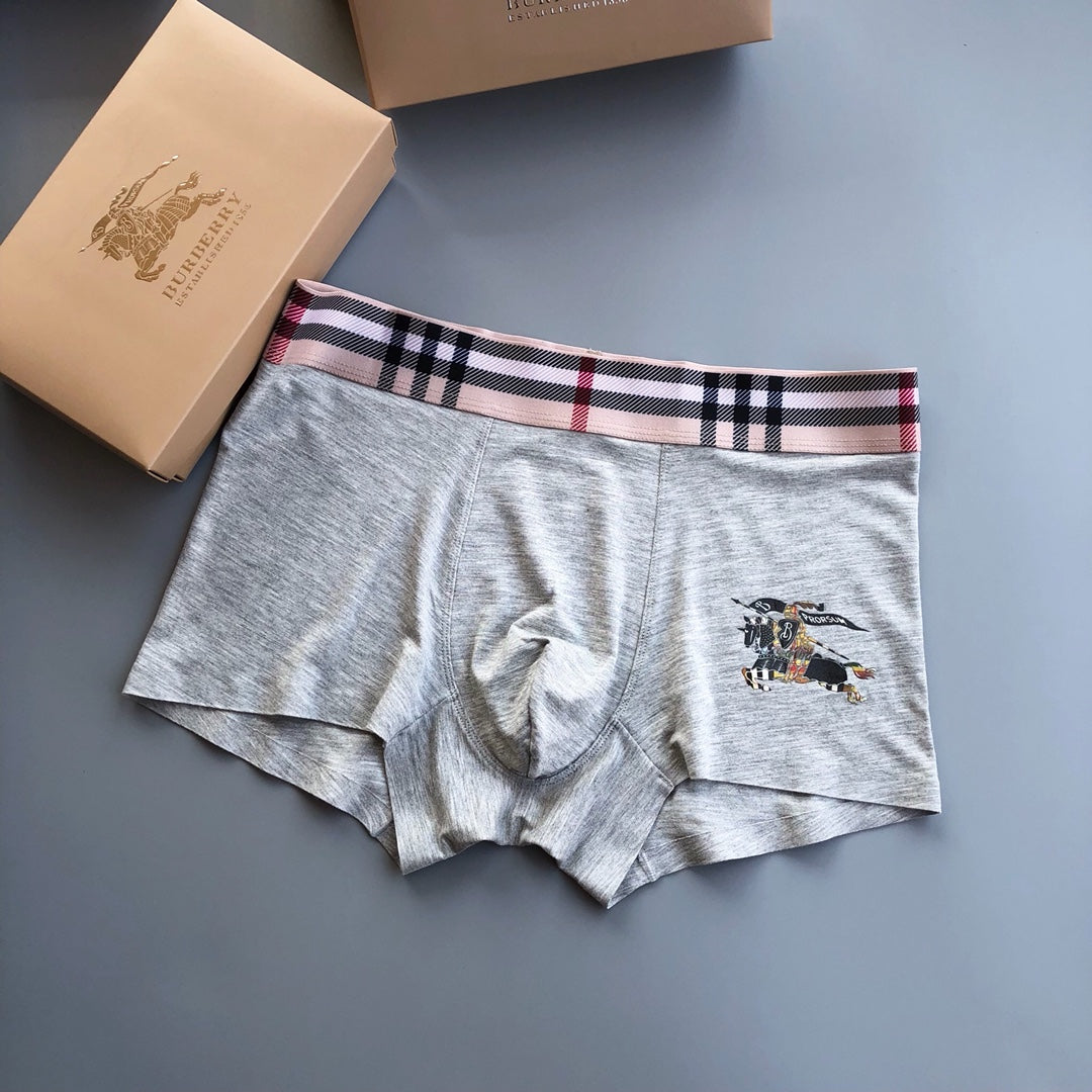 Burberry Grey Red Black Check Waist Horse Boxer Briefs, image 6