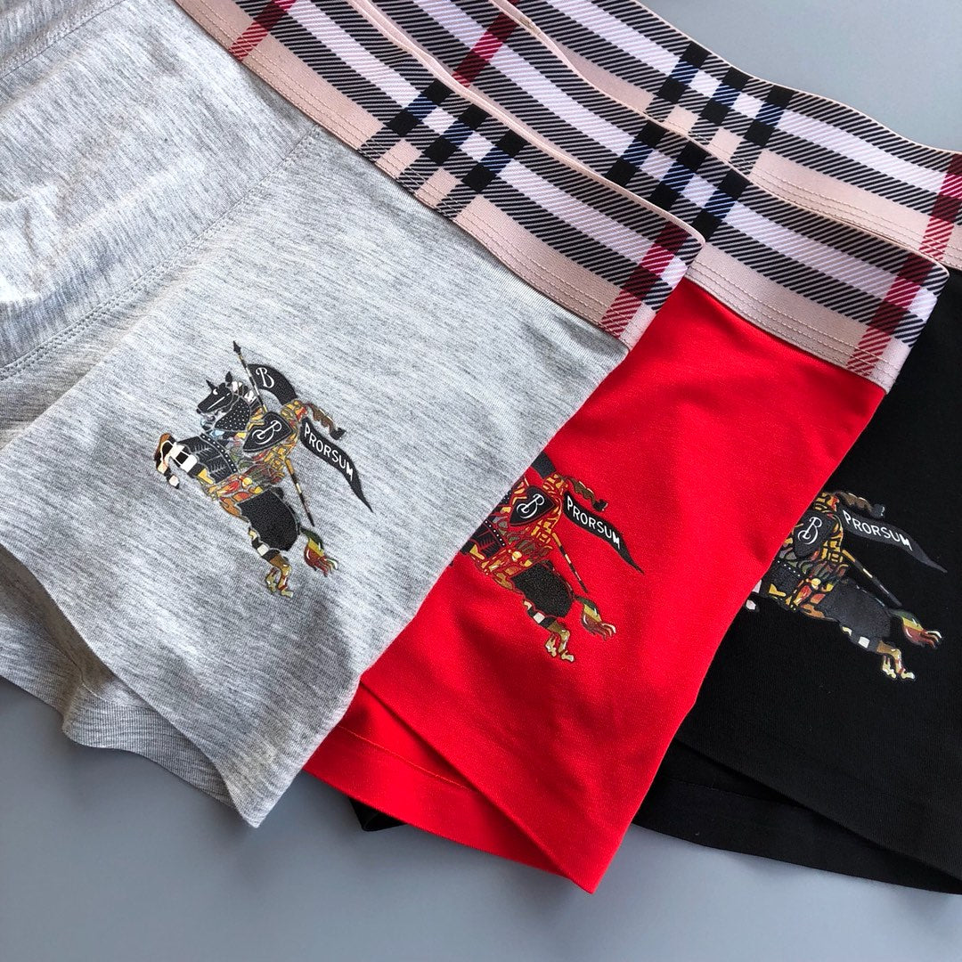 Burberry Grey Red Black Check Waist Horse Boxer Briefs, image 3