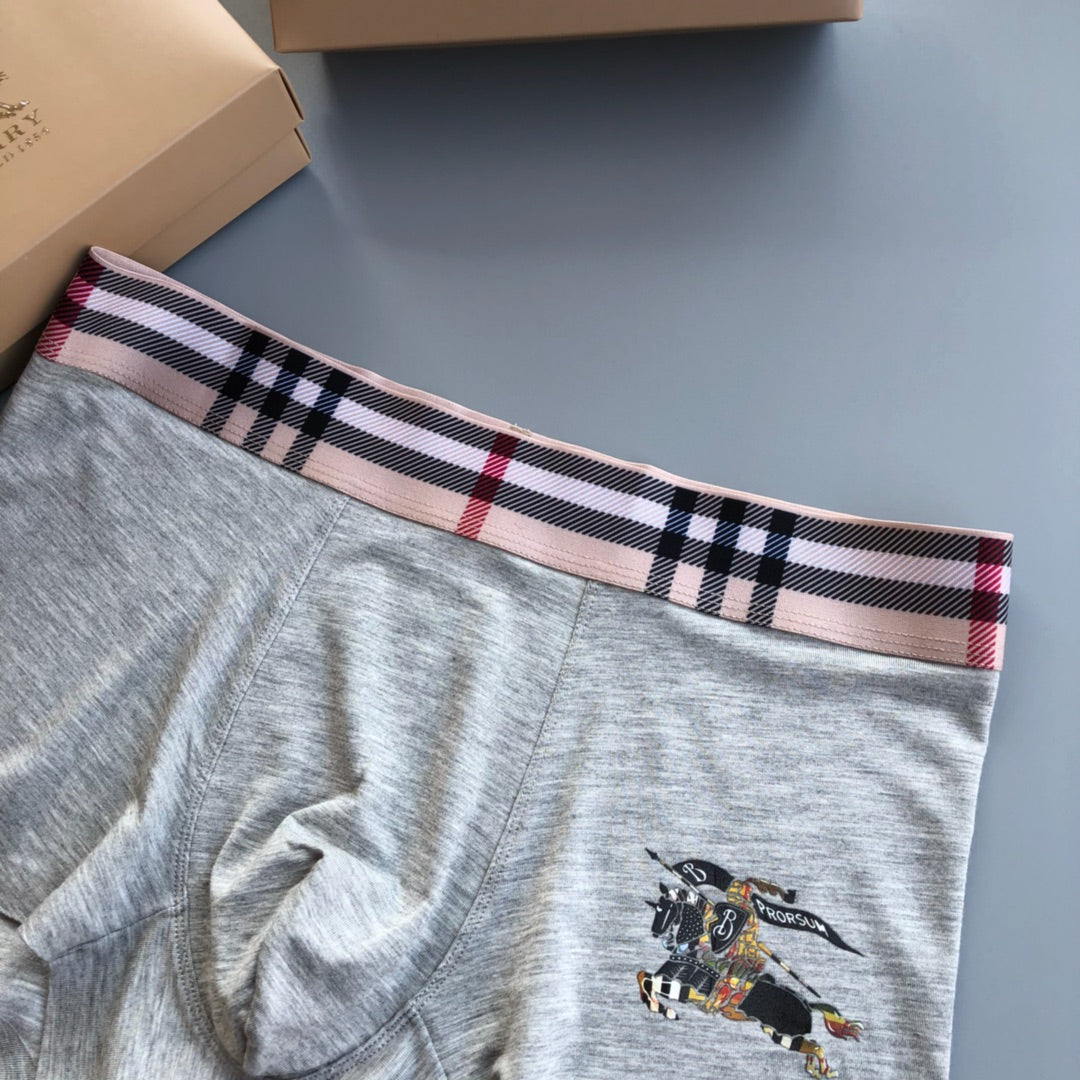 Burberry Grey Red Black Check Waist Horse Boxer Briefs, image 7