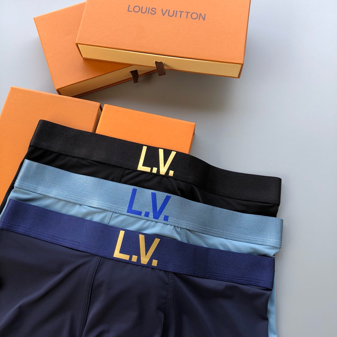 Louis Vuitton Blue Black Gold Dotted Initials Boxer Briefs, image 4