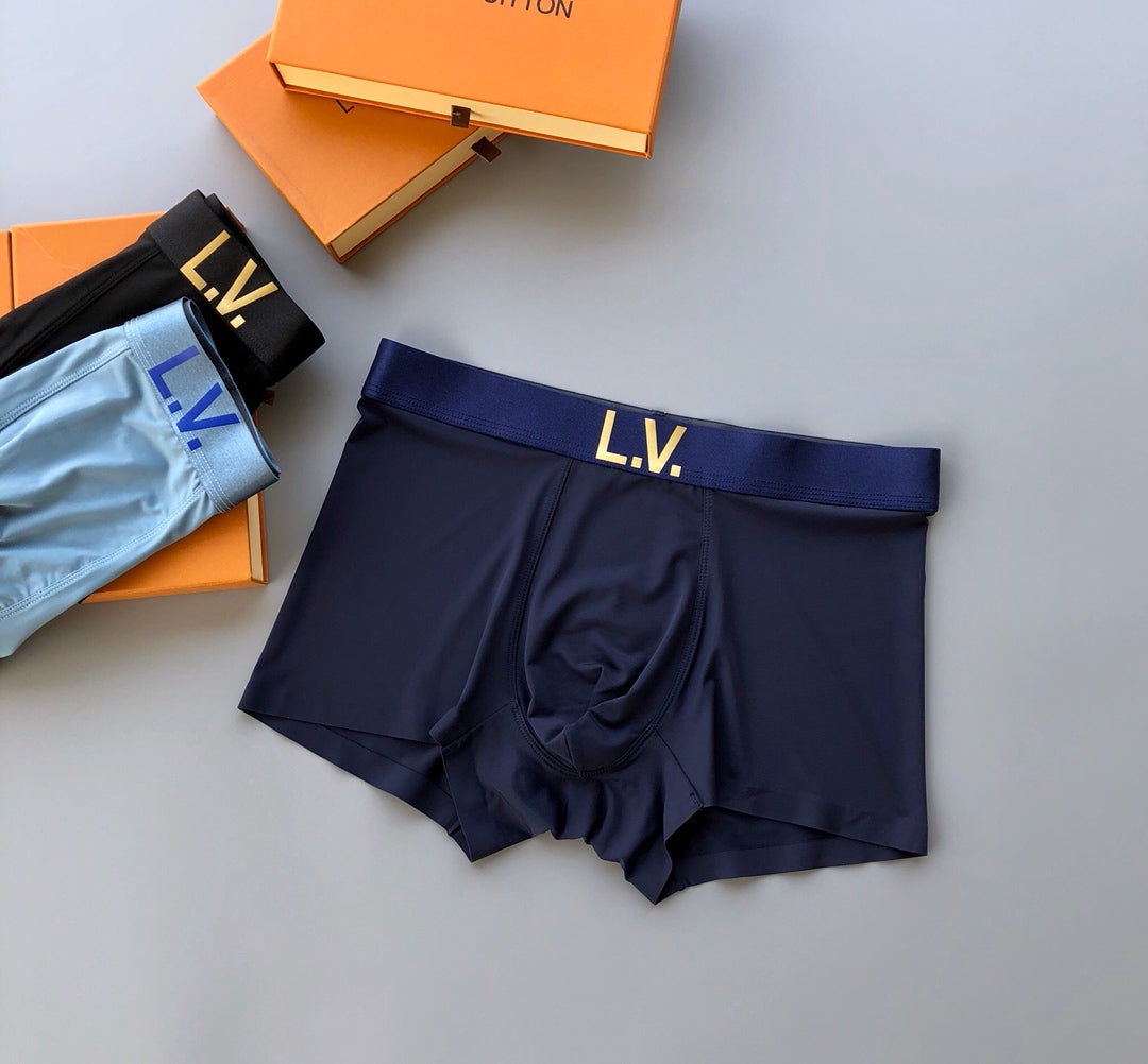 Louis Vuitton Blue Black Gold Dotted Initials Boxer Briefs, image 6