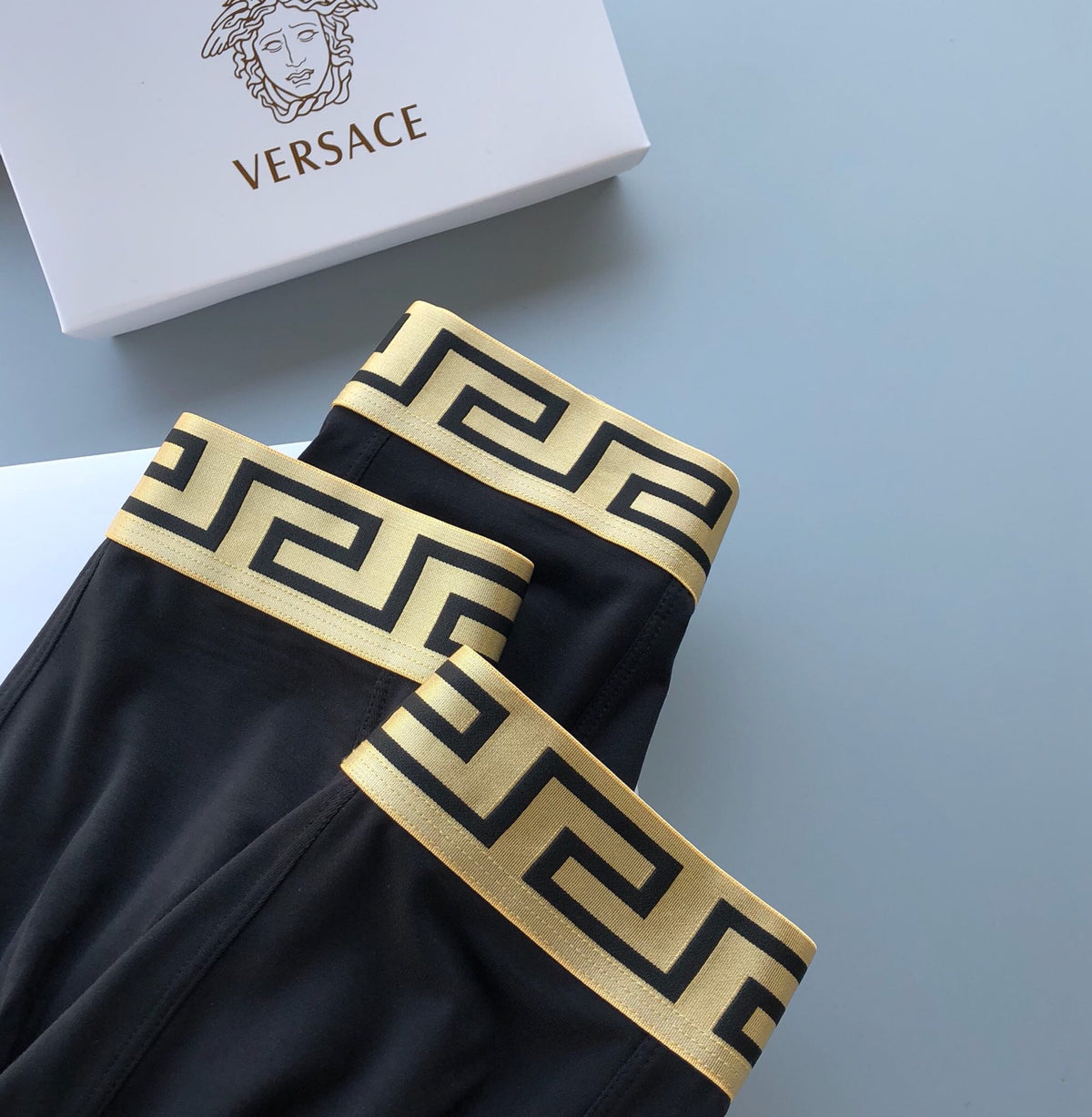 Versace Black Gold Greek Key Waist Boxer Briefs, image 3