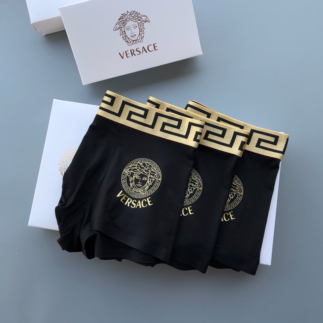 Versace Black Gold Greek Key Waist Boxer Briefs, image 1