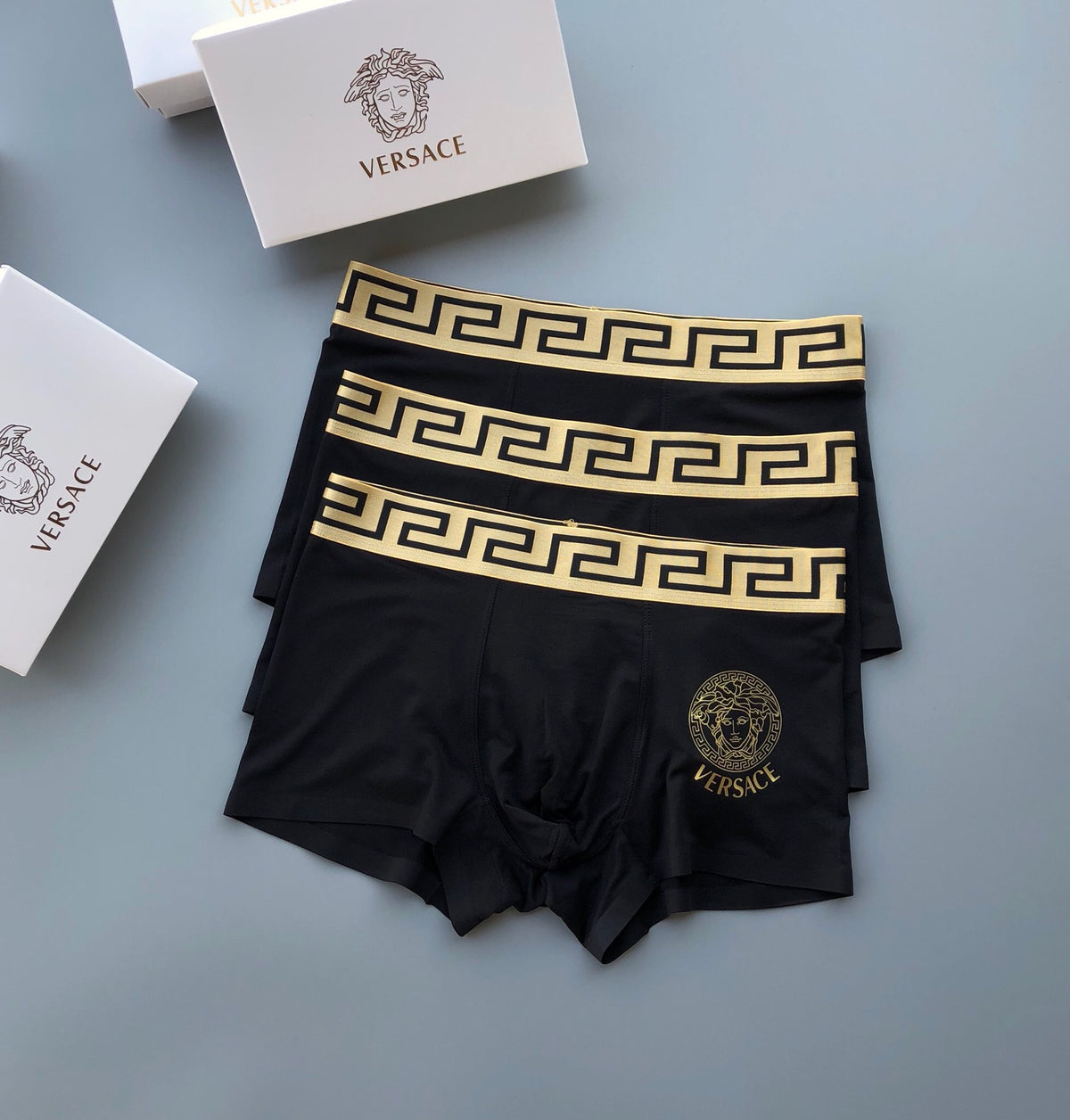 Versace Black Gold Greek Key Waist Boxer Briefs, image 4