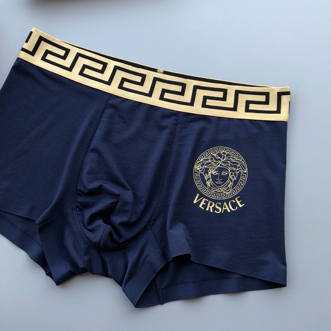 Versace Teal Blue Gold Greek Key Waist Boxer Briefs, image 7