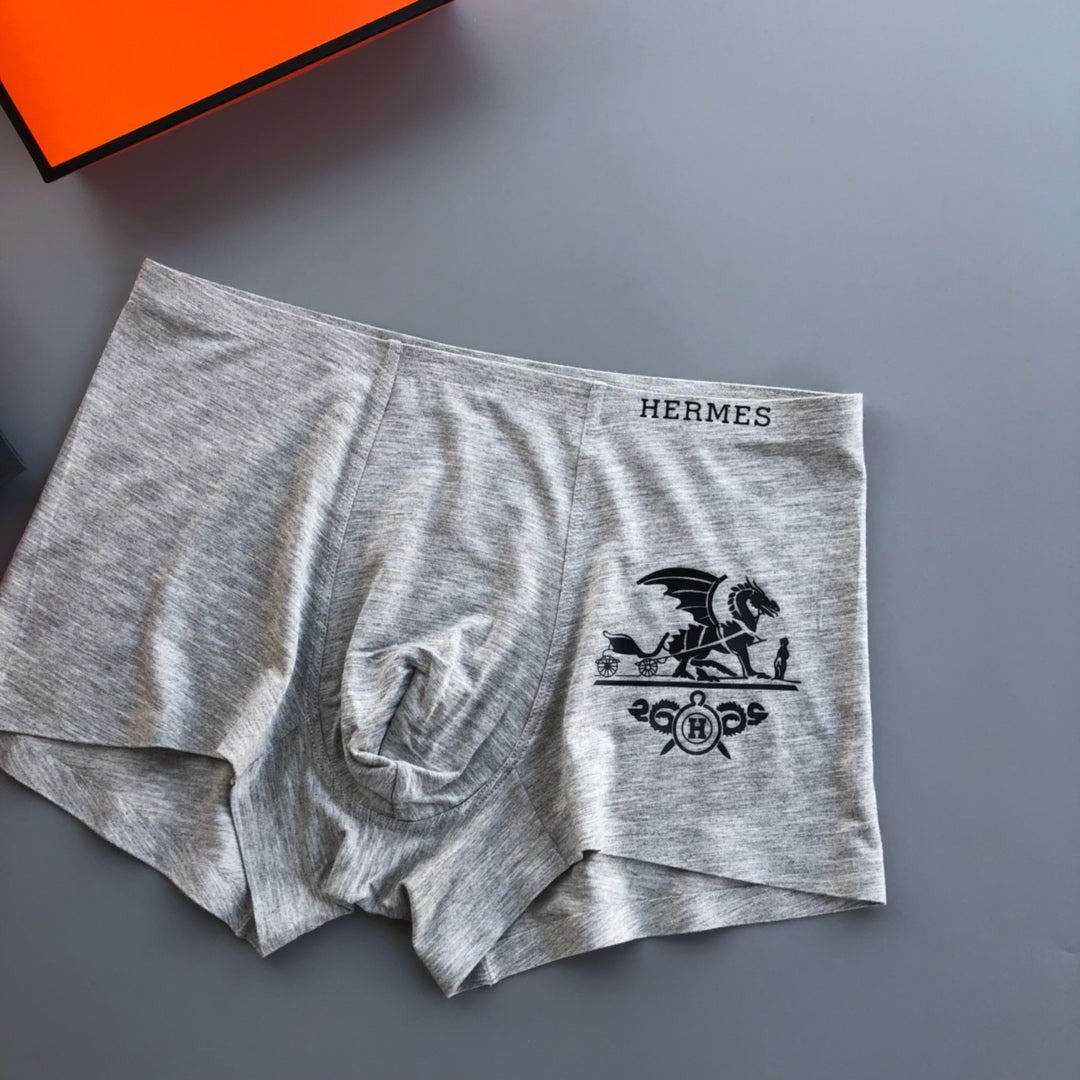 Hermès Grey Red Black Carriage Print Boxer Briefs, image 6