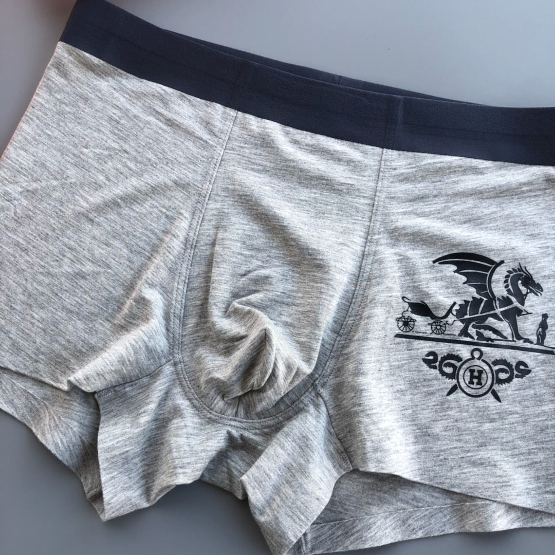 Hermès Burgundy Grey Black Large Carriage Boxer Briefs, image 6