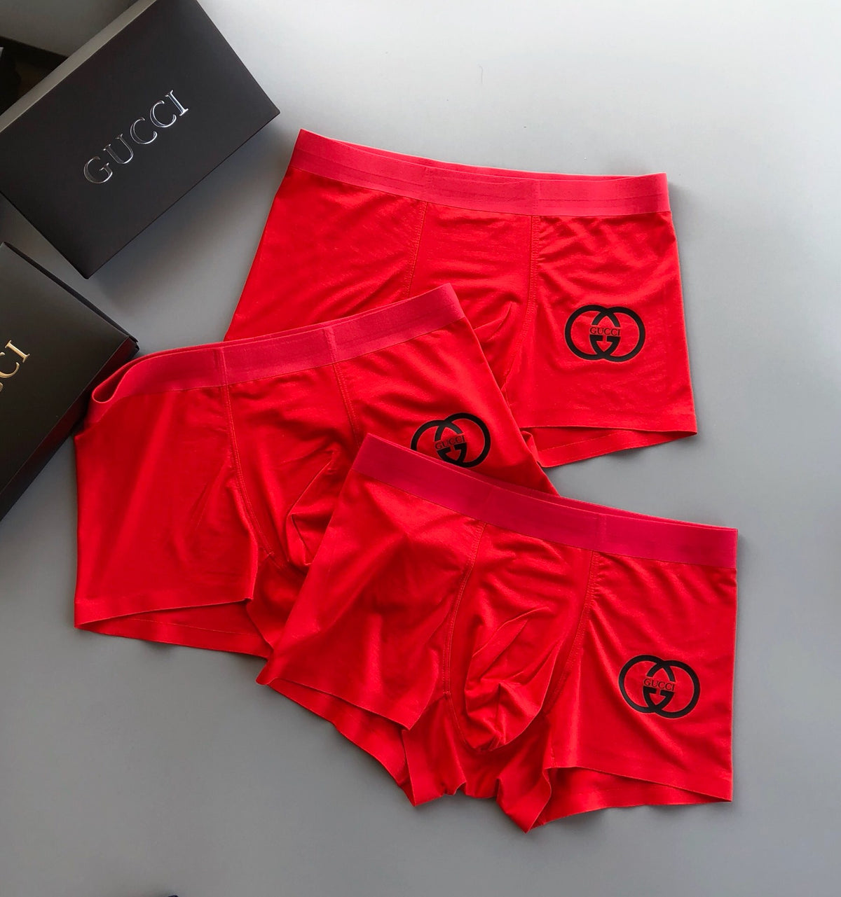 Gucci Red Double Letter Leg Motif Boxer Briefs, image 1