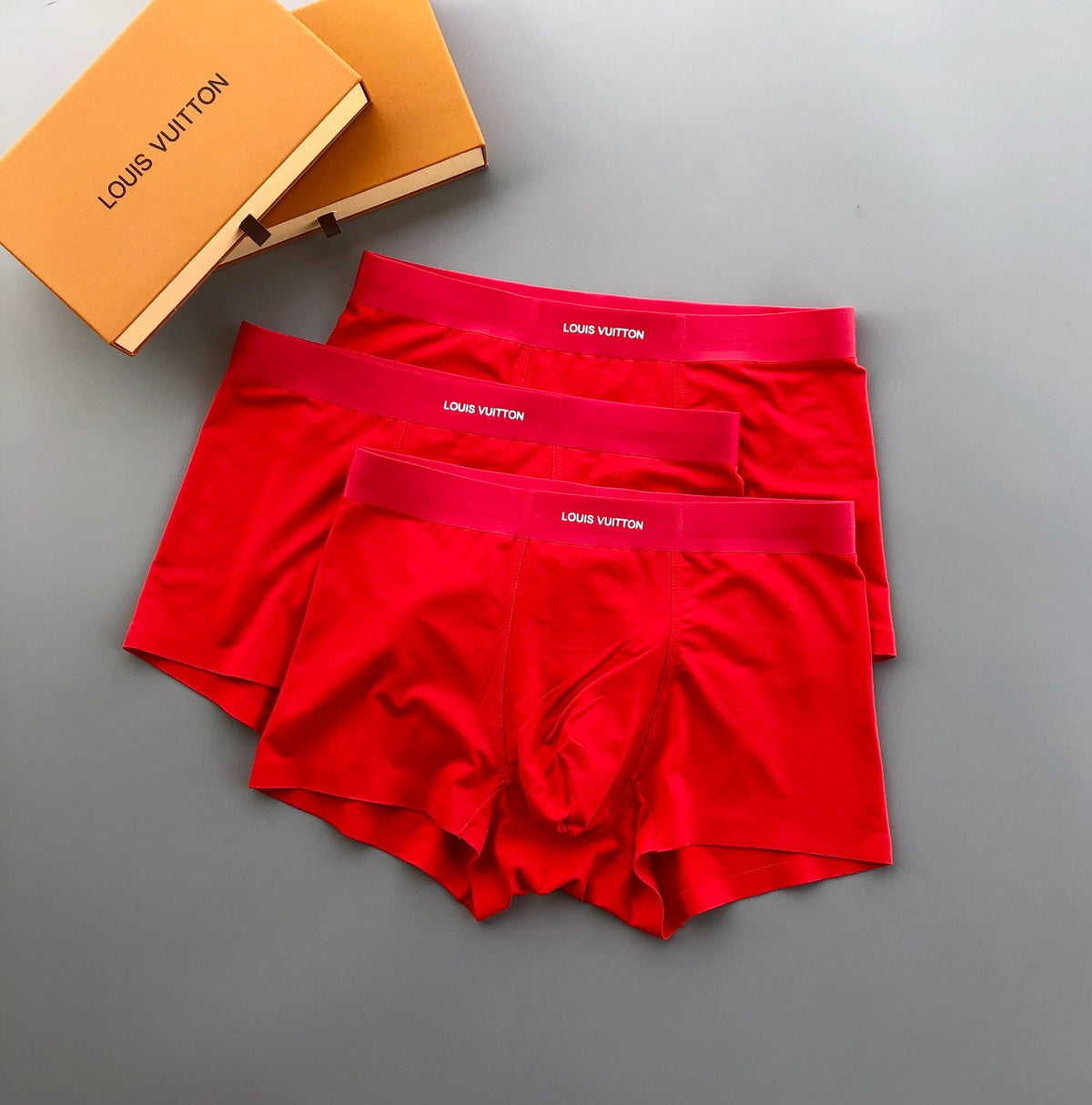 Louis Vuitton Red Small Waist Wordmark Trio Boxer Briefs, image 1