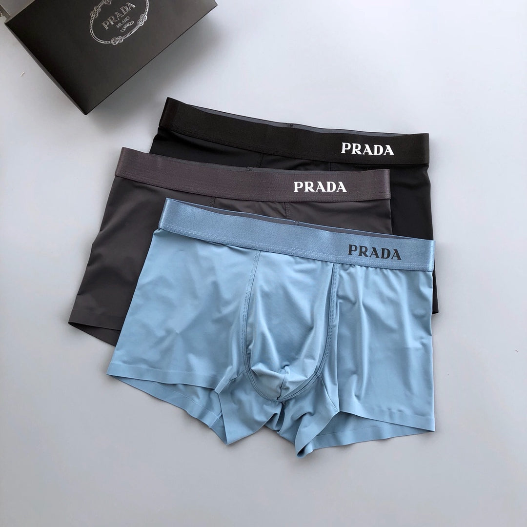 Prada Light Blue Brown Grey Broad Waist Boxer Briefs, image 3