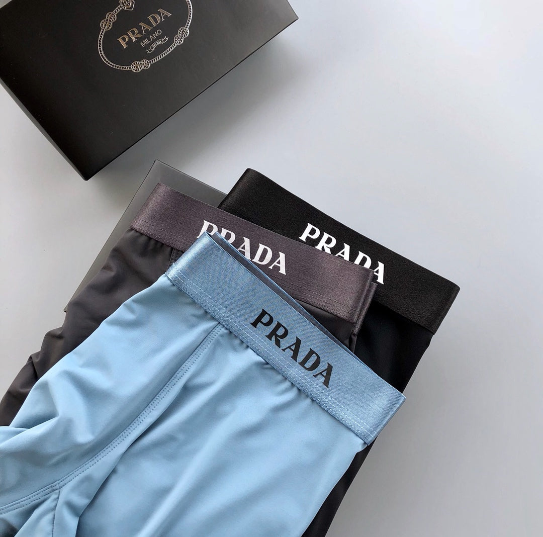 Prada Light Blue Brown Grey Broad Waist Boxer Briefs, image 1