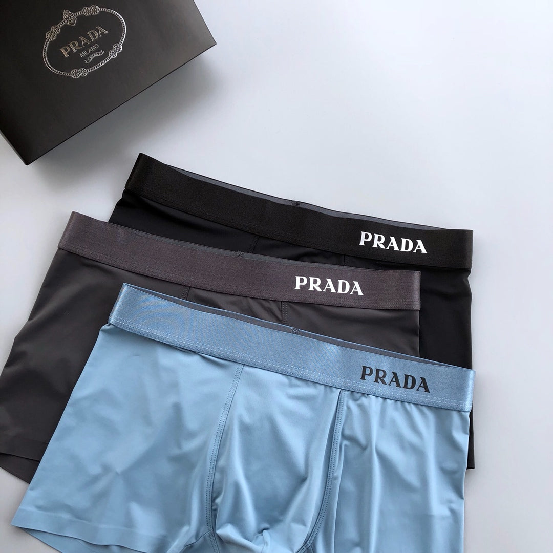 Prada Light Blue Brown Grey Broad Waist Boxer Briefs, image 4