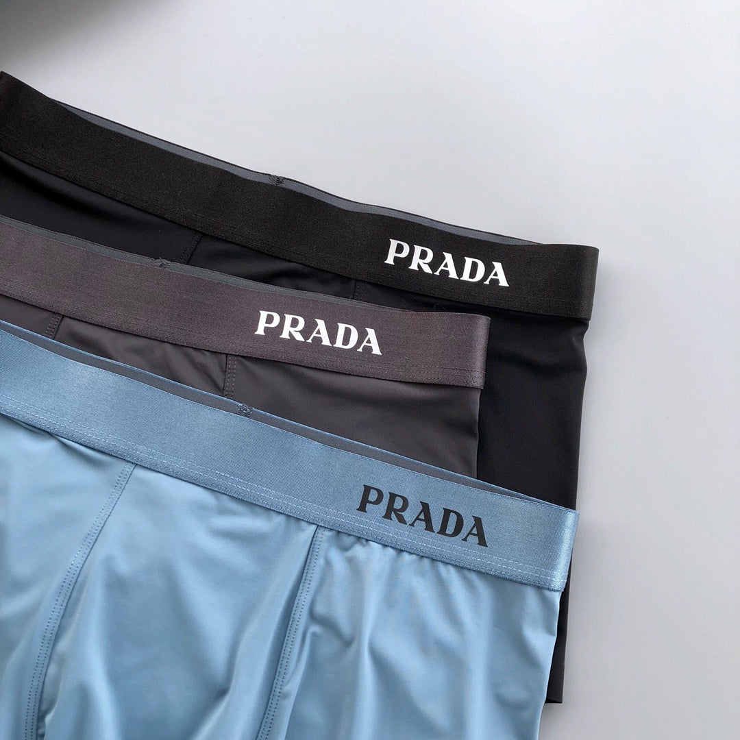 Prada Light Blue Brown Grey Broad Waist Boxer Briefs, image 5