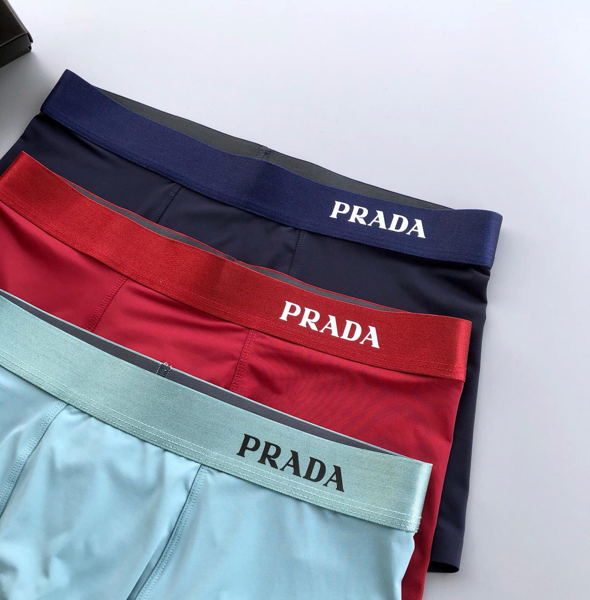Prada Blue Teal Red Bold Waist Letters Boxer Briefs, image 3