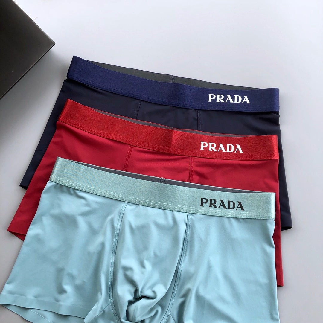 Prada Blue Teal Red Bold Waist Letters Boxer Briefs, image 2