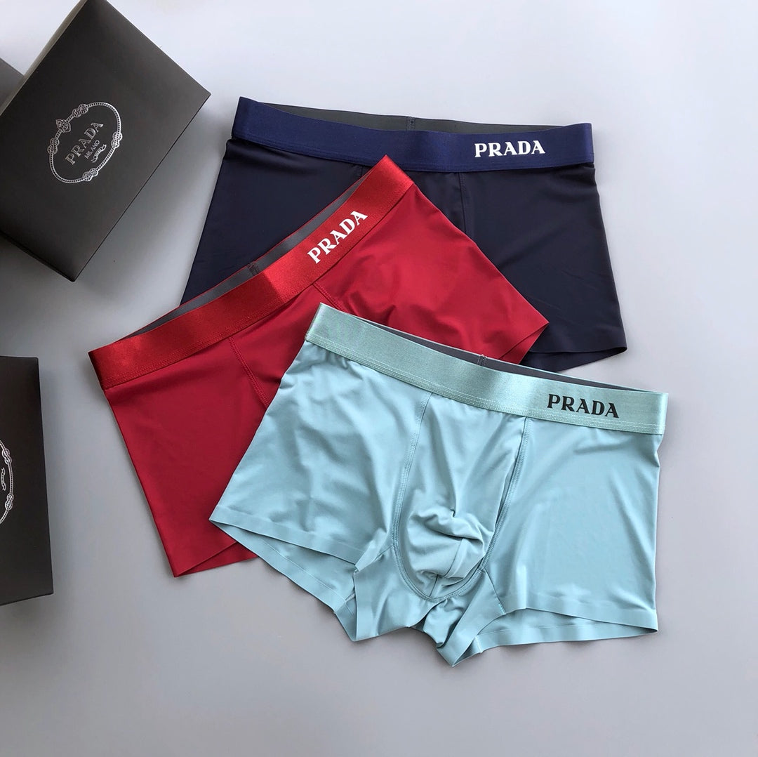 Prada Blue Teal Red Bold Waist Letters Boxer Briefs, image 5