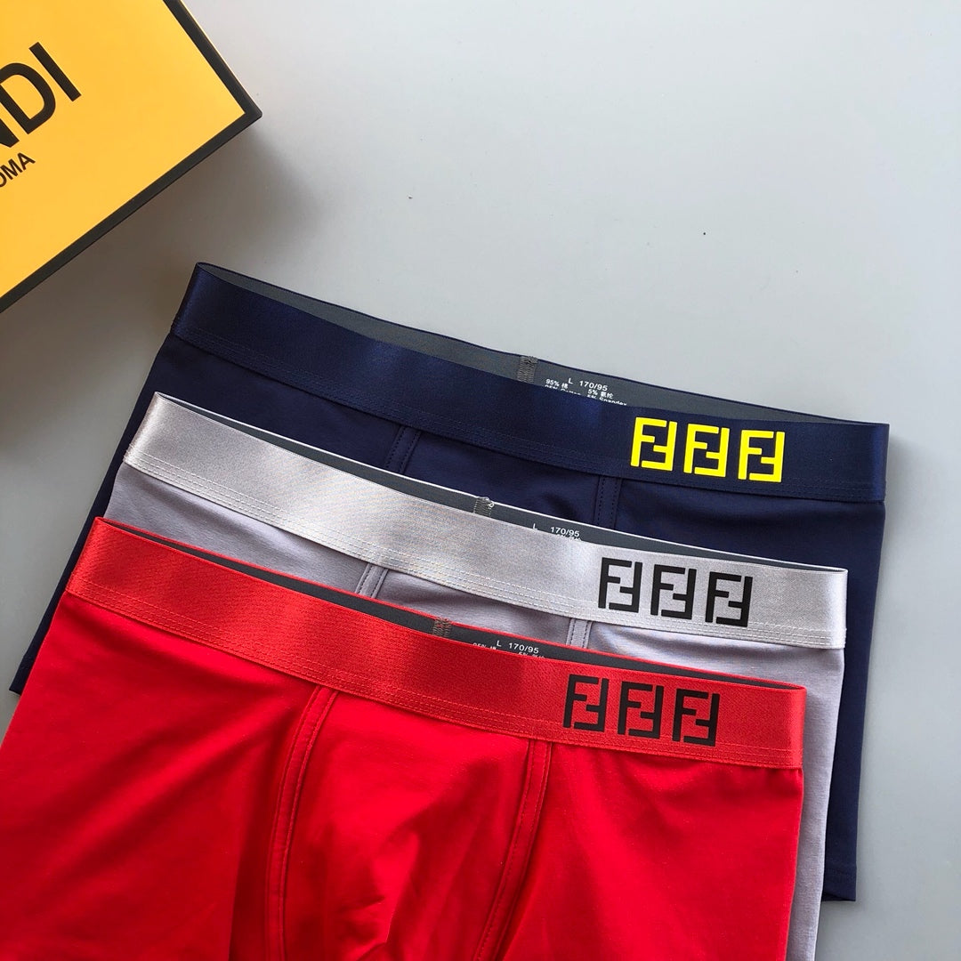 Fendi Red Grey Navy Small Square Letter Waist Boxer Briefs, image 1