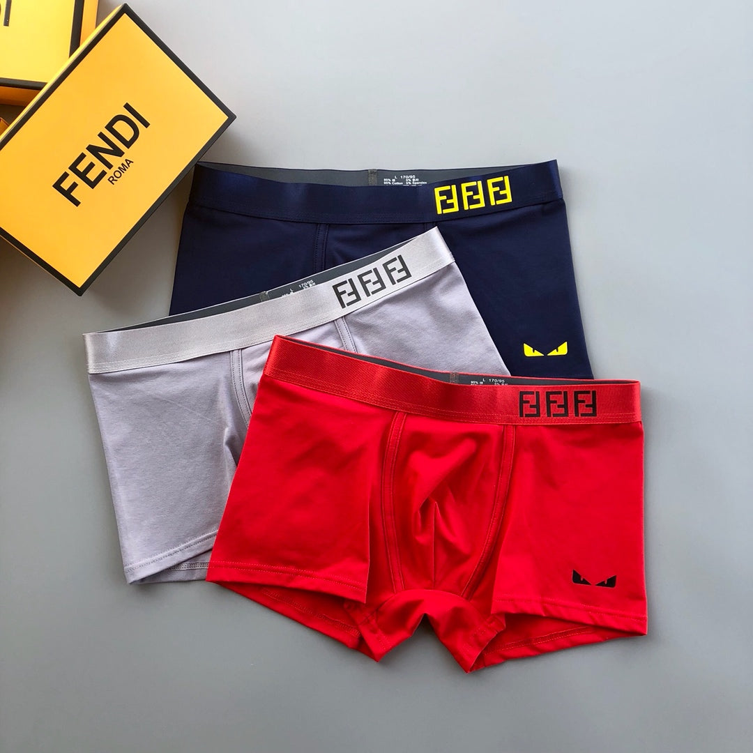 Fendi Red Grey Navy Small Square Letter Waist Boxer Briefs, image 2
