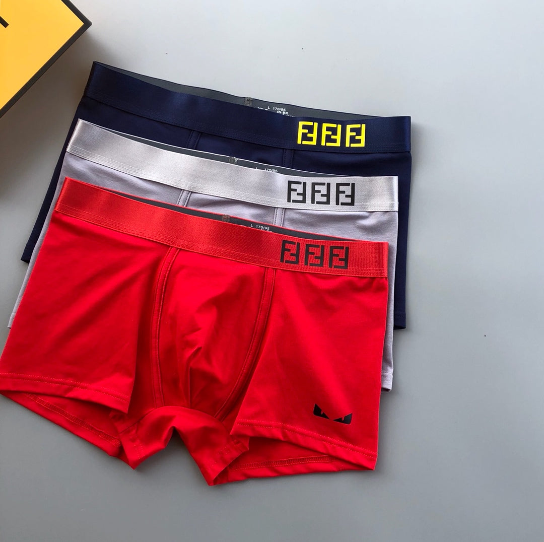 Fendi Red Grey Navy Small Square Letter Waist Boxer Briefs, image 3