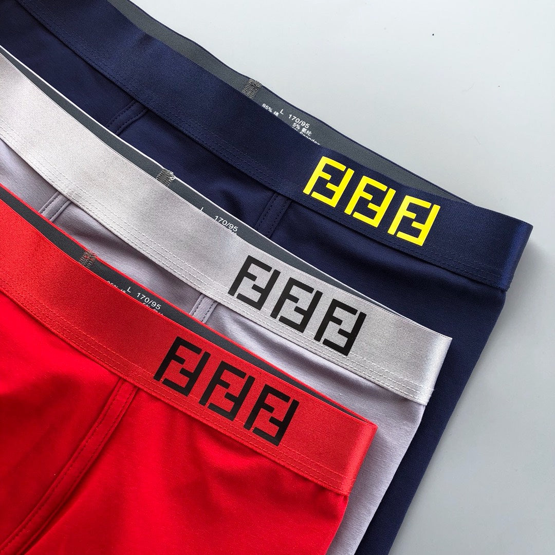 Fendi Red Grey Navy Small Square Letter Waist Boxer Briefs, image 4