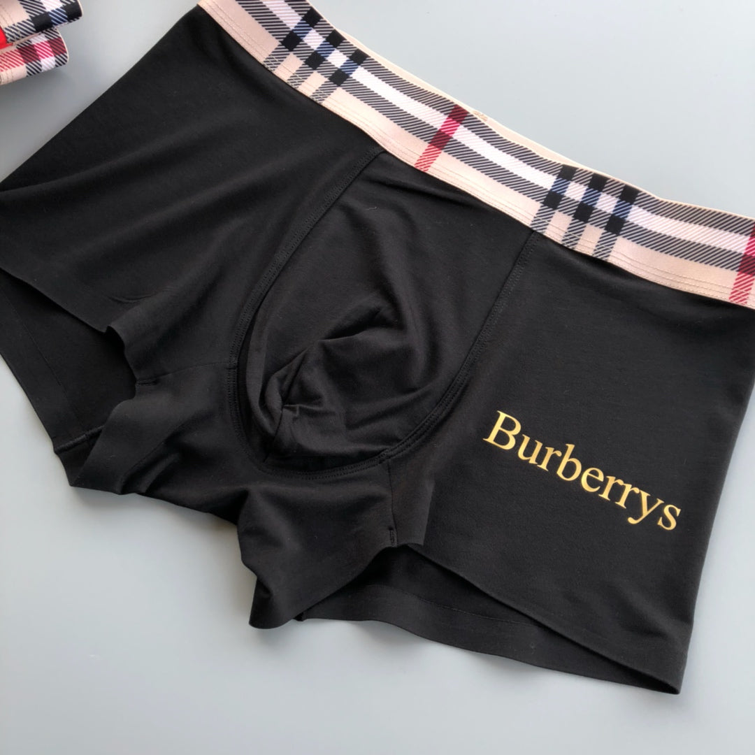 Burberry Green Black Navy Check Waist Wordmark Boxer Briefs, image 8