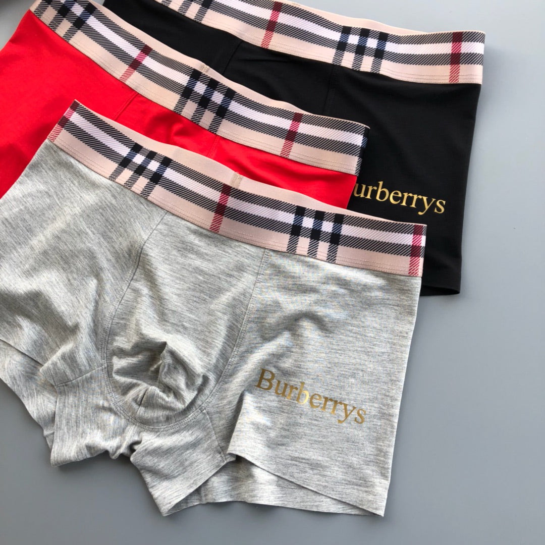 Burberry Grey Red Black Check Waist Wordmark Boxer Briefs, image 3