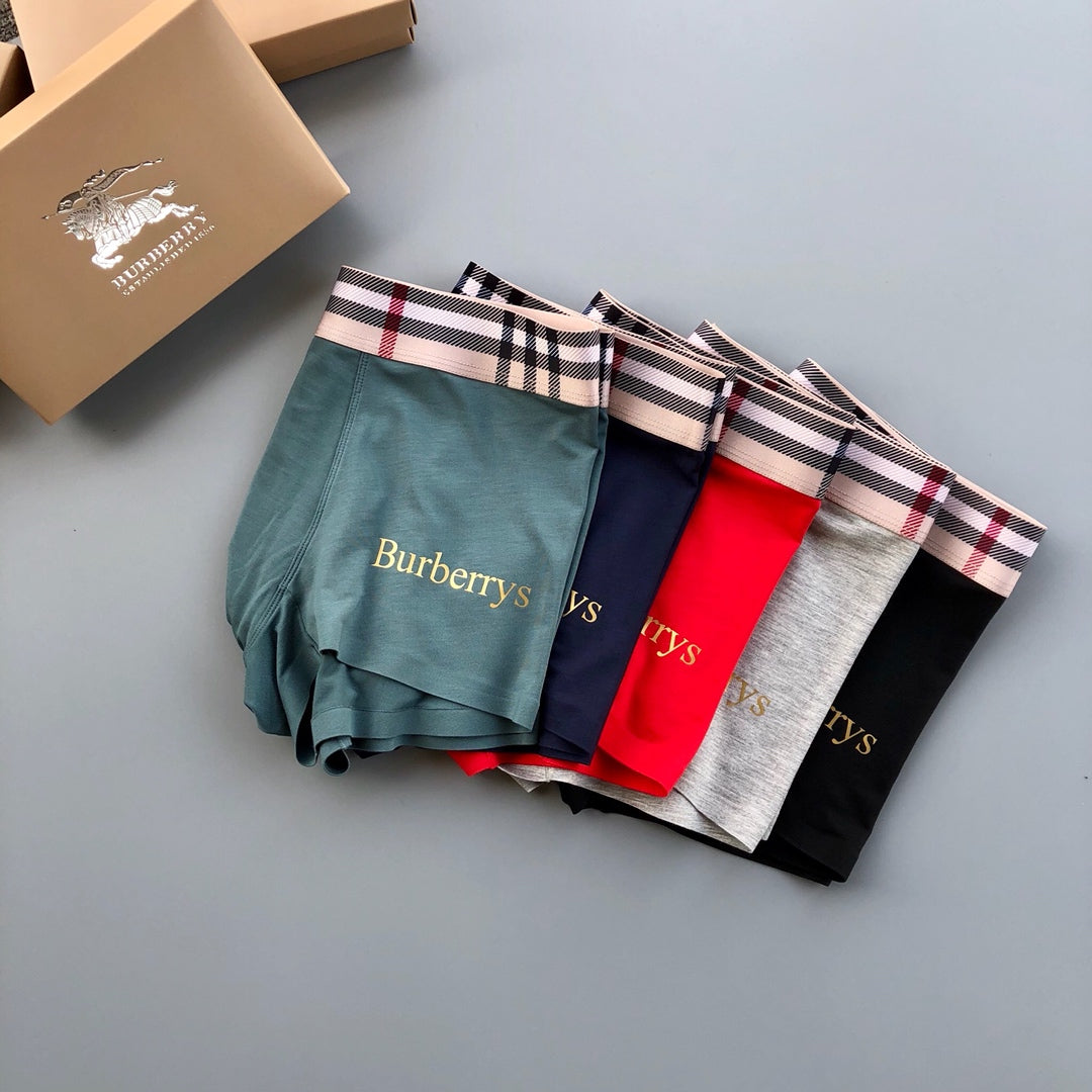 Burberry Grey Red Black Check Waist Wordmark Boxer Briefs, image 4