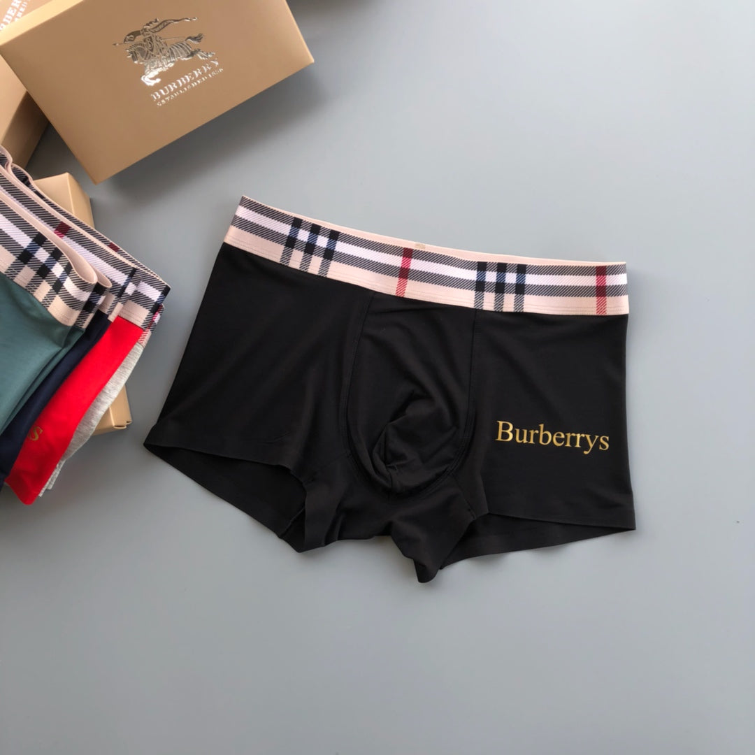 Burberry Grey Red Black Check Waist Wordmark Boxer Briefs, image 5